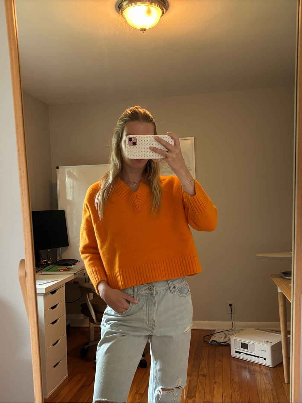 H&M Orange Crew Neck Wool Sweater